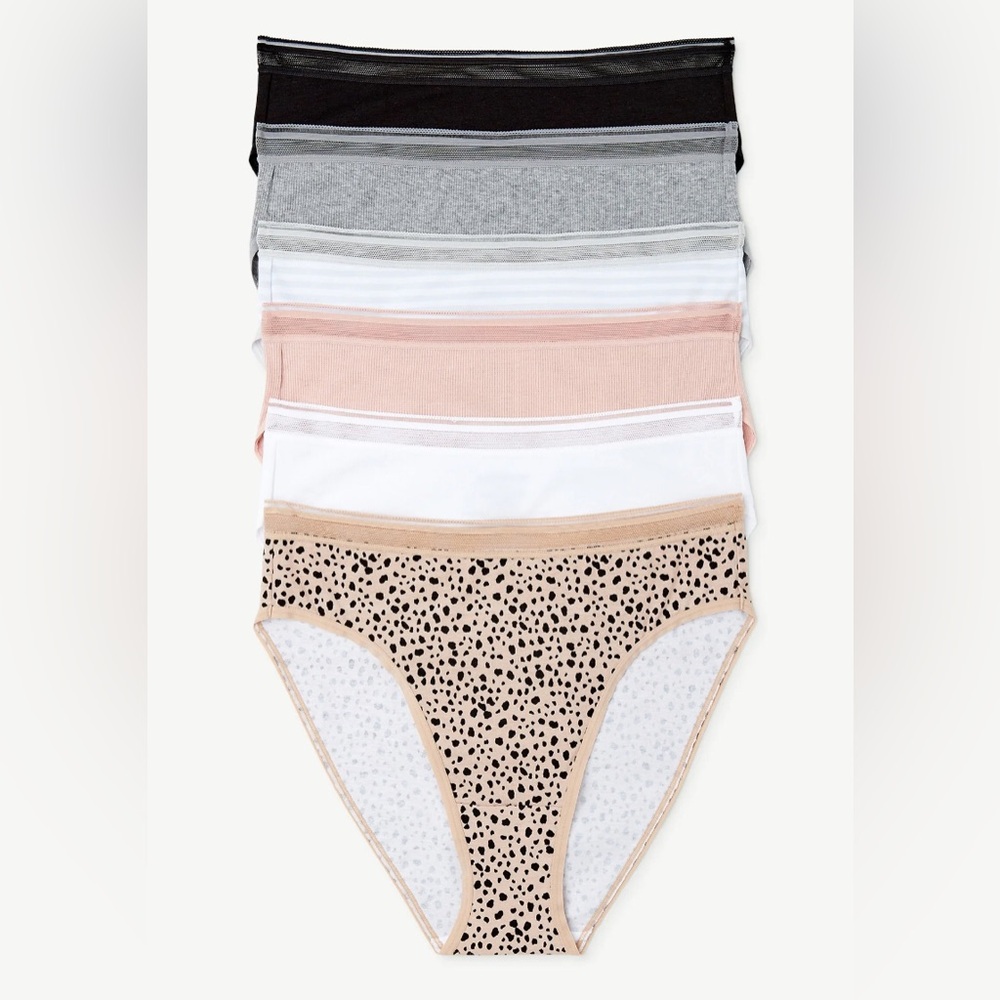 Joyspun Women’s Cotton Hi Cut Bikini Panties,5-pack
